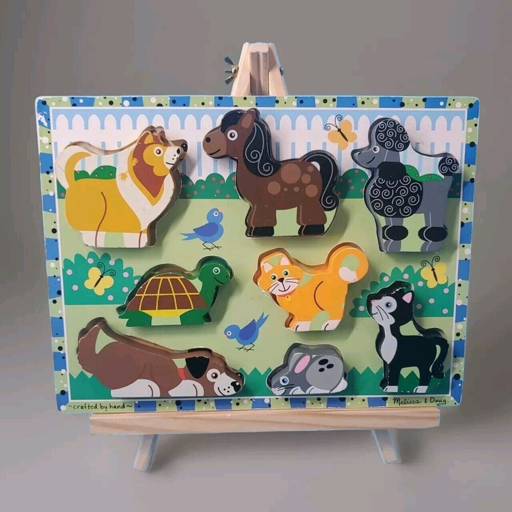 Melissa & Doug Pets Wooden Chunky Puzzle 8-pieces set - Ages 2+ Learning Toy